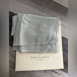 Trussardi Sage Green Sheer Silk Scarf
